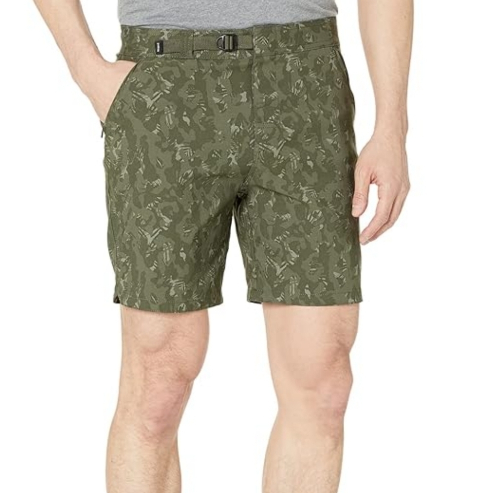REI PRANA mens stretch moss green camo hybrid zion II shorts 37